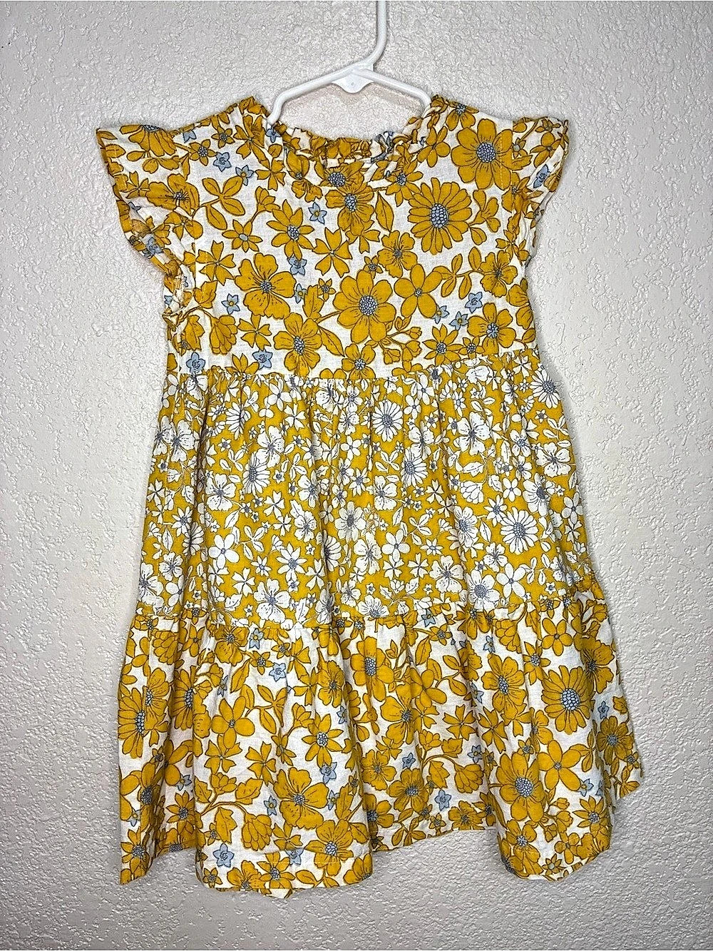 Carter's Toddler Floral Linen Dress Yellow & White 4T/4A